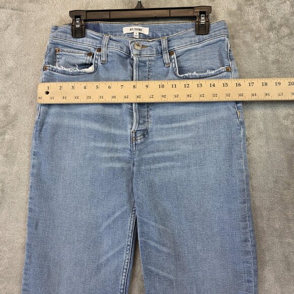 RE/DONE Jeans Womens 29 Blue Distressed Destroyed High Rise Button Fly Raw Hem - Picture 6 of 12